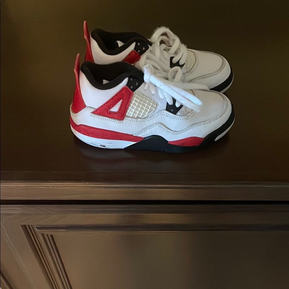 Jordan White and Red Sneakers Athletic Design